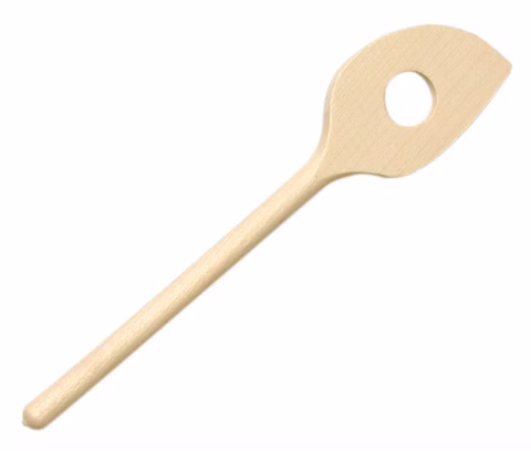 Cucchiaio di legno 18 Cm a punta / forato