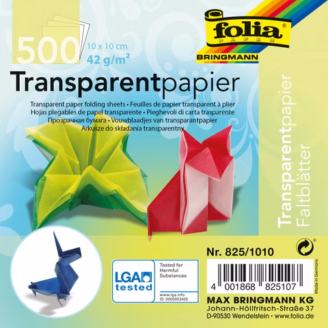 Folding sheets of tracing paper 500 sheets, assorted colours
