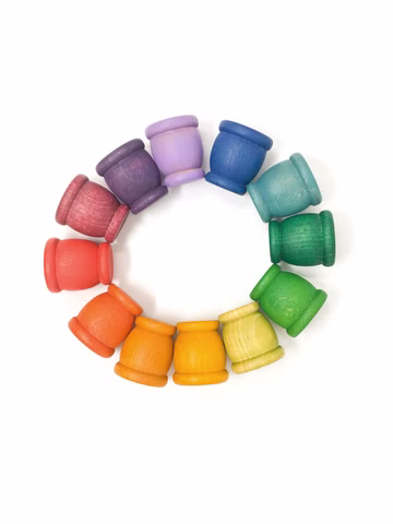 Grapat houten speelgoed 12 kopjes, regenboog