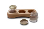 Houten houder voor aquarel inclusief glazen 6s