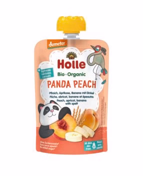Holle Demeter Pouchy Panda Peach - Peach, Apricot, Banana with Spelt