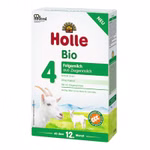 Holle Bio-Folgemilch 4 aus Ziegenmilch ab dem 12. Monat_21188 Eine grün-weiße Schachtel von Holle Bio-Folgemilch 4 aus Ziegenmilch ab dem 12. Monat zeigt eine Ziege und einen Bauernhof hebt DHA hervor A2-Ziegenprotein kein Palmöl; geeignet als Folgemilch für Babys ab 12 Monaten.