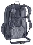 Der Deuter Schulrucksack Cotogy in Schwarz (26L) ist von hinten abgebildet und verfügt über gepolsterte belüftete Schultergurte ein Netz-Rückenteil für die Luftzirkulation und verstellbare Seiten- und Brustgurte.