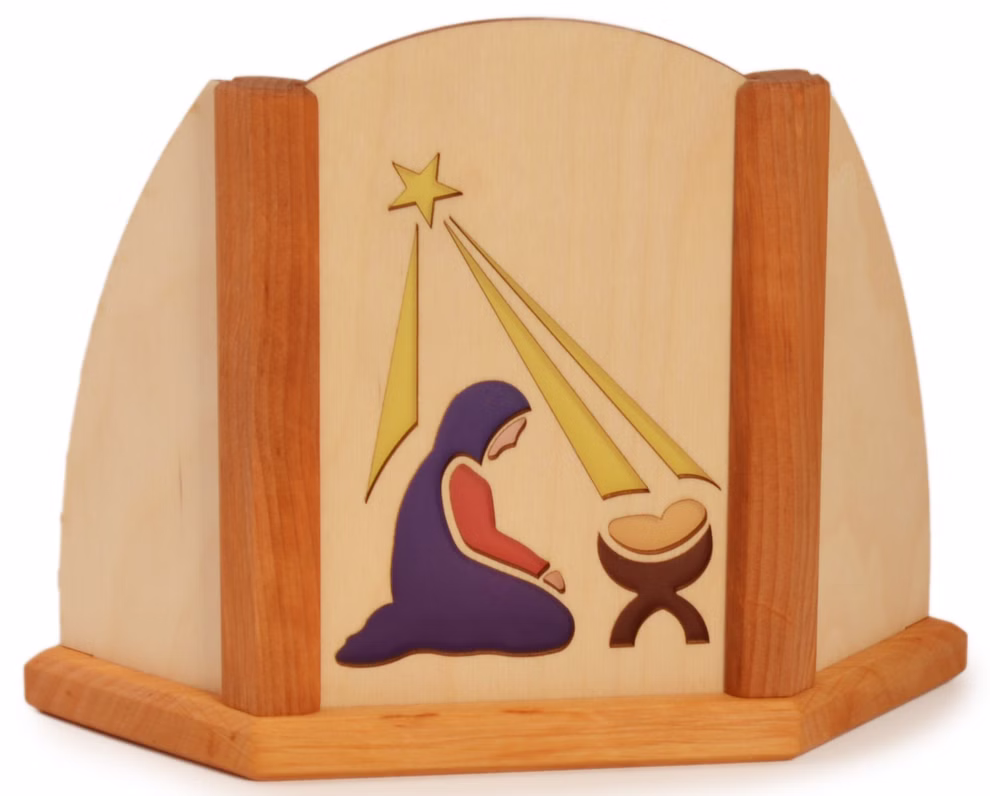 Adventkandelaar motief Mary aan het bed Adventkandelaar motief Mary aan het bed
