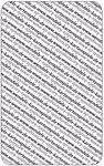Die Abbildung zeigt die Rückseite der Karte Quartett Gebirgsriesen 32 Berge der Welt von Wendelins Kartenspiele mit einem sich wiederholenden diagonalen Muster der Website-Adresse in schwarzer Schrift auf weißem Grund mit abgerundeten Ecken.