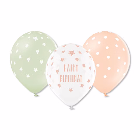 Ballonnen Gelukkige Verjaardag, stippen en sterren