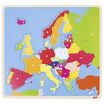 Goki Puzzle Europa _23563 Das Goki Puzzle Europa zeigt eine bunte Europakarte mit verschiedenfarbigen Punkten.