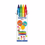 Giotto Party Set 10x Wachsmalkreide a 4 Stifte_23911 Eine Schachtel Giotto Party Set Buntstifte mit 10 Packungen mit je 4 Wachsmalstiften (blau grün gelb rot). Die Schachtel zeigt bunte Luftballons Partydekorationen und Cartoon-Kinder.