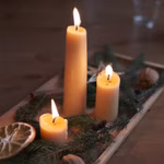 Beeswax candles, 4 pieces, natural
