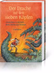Das Buchcover von "Der Drache mit den sieben Köpfen - Geschichten zu Michaeli Sankt Martin und Nikolaus" von Urachhaus zeigt einen Jungen der einem siebenköpfigen Drachen gegenübersteht mit lebhaften Illustrationen und orangefarbenem Hintergrund. Der Text 