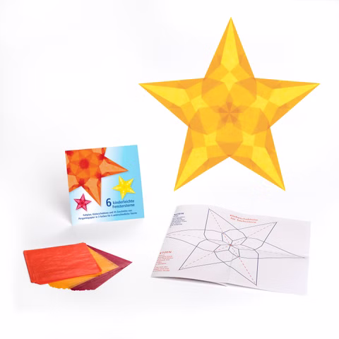 Child's play window stars in warm colours