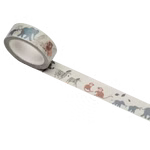 nuukk Washi Tape Safari 15 cm x 10 m_25429 Das nuukk Washi Tape Safari (15 cm x 10 m) zeigt Elefanten Zebras und Affen in gedämpftem Blau und Braun auf weißem Hintergrund.