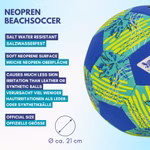 Der Schildkröt Beach Fußball in leuchtend blauem und gelbem Neopren ist salzwasserbeständig hat eine weiche Oberfläche für weniger Hautirritationen und ist in offizieller Größe (ca. 21 cm Durchmesser) erhältlich.