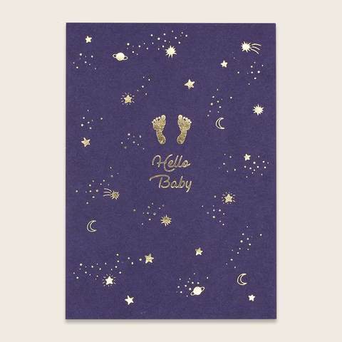 Cartolina Hello Baby - blu notte