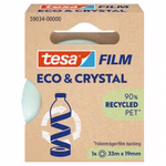 tesa tesa Klebefilm ECO & CRYSTAL transparent 19 mm x 33 m_28805 Ein Karton tesa Klebefilm ECO & CRYSTAL transparent (19mm x 33m) ist mit einer blauen Flaschengrafik und einem Text versehen der seine umweltfreundlichen Eigenschaften hervorhebt; er besteht zu 90% aus recyceltem PET.