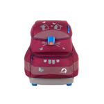 Finkid Reflektierende Textilsticker sunni für BUDDY Schulranzen_32906 Ein kastanienbrauner Kinderrucksack von Finkid mit reflektierenden "sunni"-Textilstickern für BUDDY Schulranzen verspielten Tiergesichtern blauen Reißverschlüssen einem bunten Verschluss reflektierenden Streifen und Schmetterlingsakzenten auf der Vordersei