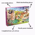 Penny Puzzle Puzzle Home of Fairytales 1000 Teile _30089 Das Penny Puzzle "Home of Fairytales 1000 Teile" besteht aus 1000 matten dicken ineinander greifenden Teilen einer lebendigen Märchendorfszene einem Puzzleposter und hat eine Größe von 48 x 68 cm wenn es fertig ist.