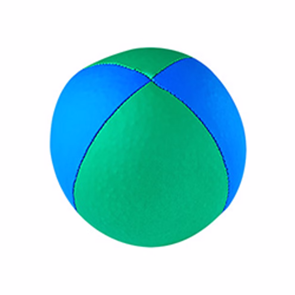 Henrys Jonglierbälle aus Kunstleder in 10 Farbkombinationen _31781 blau-grün Ein Henrys Jonglierball aus Kunstleder hier in einer blauen und grünen Ausführung ist vor weißem Hintergrund abgebildet. blau-grün