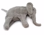 Senger Kuscheltier Elefant groß Wärmekissen_32075 Der Senger Kuscheltier Elefant großes Wärmekissen ist ein weicher grauer Plüschelefant mit großen Ohren einem langen Rüssel und schwarz gestickten Augen der auf der Seite liegend vor einem weißen Hintergrund abgebildet ist.