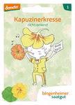 Bingenheimer Kleine Garten-Bande 5 Samentütchen _32276 Ein Cartoon-Junge mit einer Blume auf dem Kopf repräsentiert die Samenpackung "Kleine Garten-Bande 5 Samentütchen" von Bingenheimer.