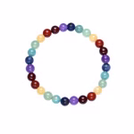 Marco Schreier Mineralienhandlung GmbH Kinder-Chakra-Armband Länge 15 cm_32727 Das "Kinder-Chakra-Armband" (15 cm) der Marco Schreier Mineralienhandlung GmbH ist ein kreisrundes Armband mit glatten runden Perlen in den Farben Blau Grün Violett Gelb und Rot die gleichmäßig um das Band herum auf weißem Grund angeordnet sind.