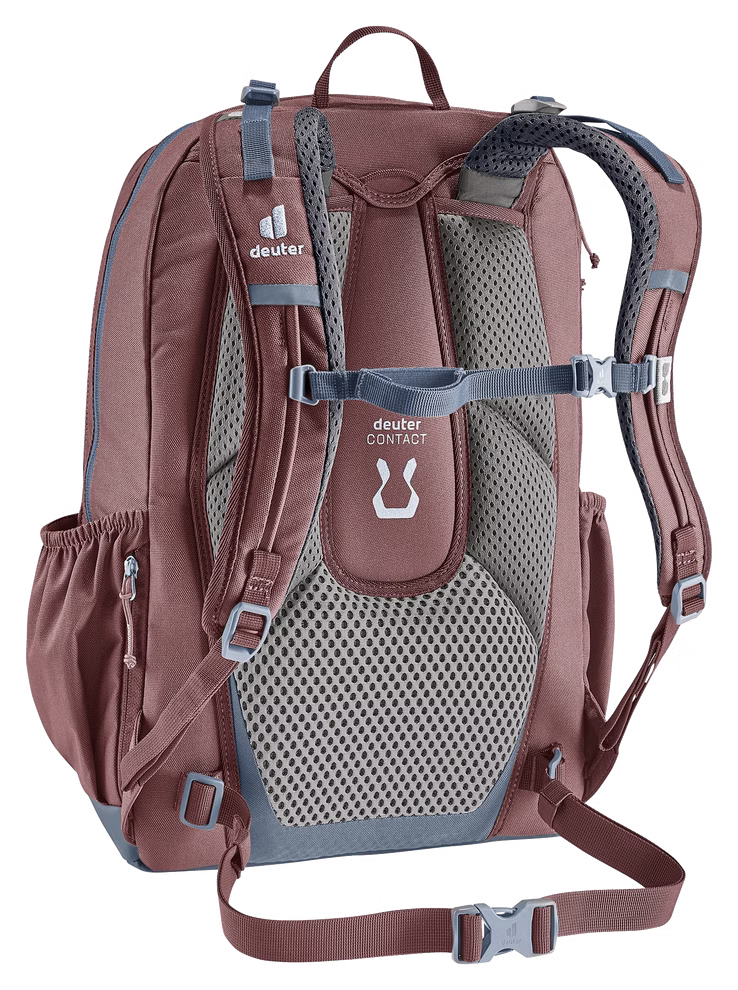 Deuter Deuter Schulrucksack Cotogy ashrose-ink_33573 Der Deuter Schulrucksack Cotogy ashrose-ink zeigt sich in der Rückenansicht mit gepolsterten Schulterträgern Netzrücken verstellbaren Brust- und Hüftgurten sowie Seitentaschen.