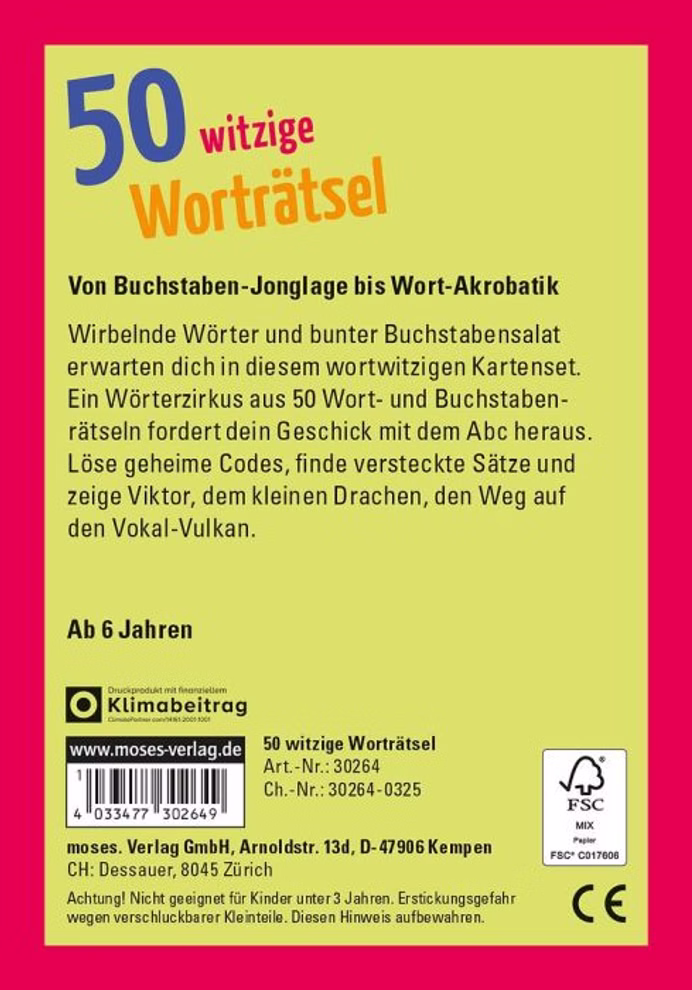 moses. Verlag 50 witzige Worträtsel spielerischer Rätselspaß mit Buchstaben_33474 50 witzige Worträtsel
