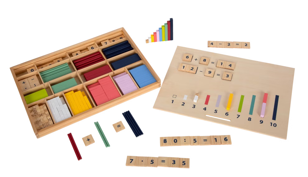 Learning box for arithmetic sticks with numbers Learning box for arithmetic sticks with numbers
