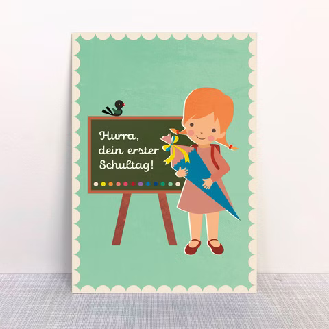 Cartolina Scuola Cono blu