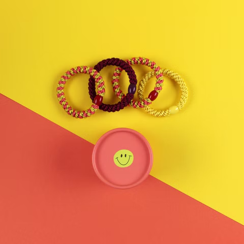 Set di cravatte per capelli, corallo/giallo