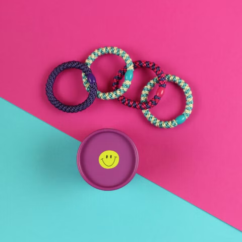 Set di cravatte per capelli, fucsia/turchese