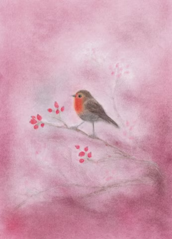 Carte d'art plastique Rouge-gorge