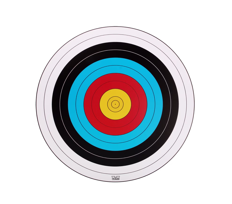 Zielscheibe Sport WA40 Runde Zielscheibe WA40 von VAH in Blau Rot Weiß aus MDF mit Farbringen und Aufhängeloch für Saugpfeile.