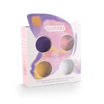 Schminkset Schmetterling Namaki Schminkset mit vier Schminkfarben in Rosa, Violett, Goldgelb und Weiß, Kosmetikpinsel sowie Kindertattoos für kreative Kinderschminke.