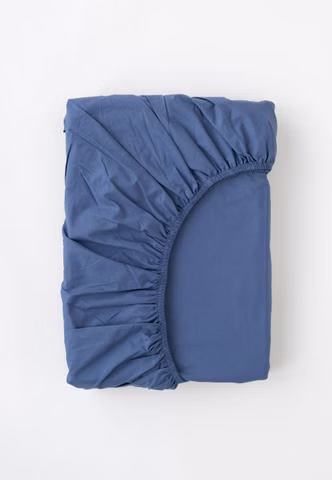 Sábana bajera de percal, azul