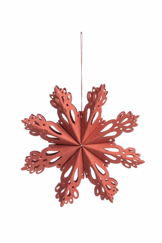 Papieranhänger Stern, rot Roter Anhänger RED STAR von Tranquillo in filigraner Schneeflockenform.