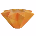 Das Seccorell Malblock Sternenwindlicht 25 Blatt von Seccorell zeichnet sich durch ein vom Origami inspiriertes geometrisches Design mit scharfen Winkeln und einem lebhaften orange-gelben Farbverlauf aus.