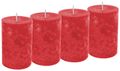 4 Stumpenkerzen Rot Feuerrot Tischdeko Advent Hochzeit Weihnachten Adventskranz 1