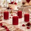 Kerzen Stumpenkerzen Feuerrot Rot Tischdeko Hochzeit Valentinstag Geburtstag Party 3