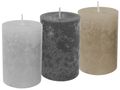 3 Stumpenkerzen Kerzen Braun Grau Mix Hochzeit Tischdeko Deko Konfirmation Kommunion 1
