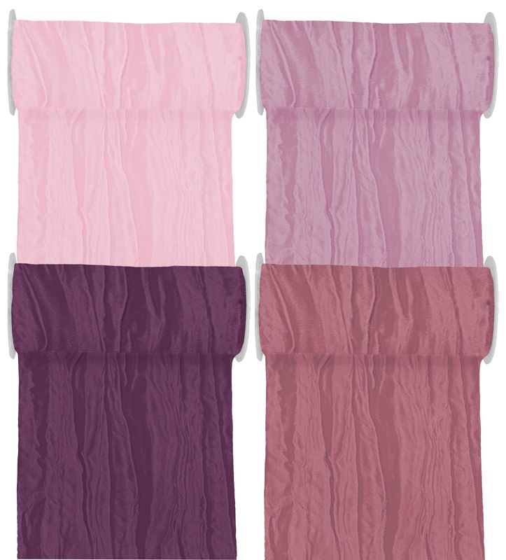 10m Fripe Taft 200mm Tischläufer Rosa Mauve Pflaume Altrosa Tischdeko Tischdeko Hochzeit Taufe Kommunion Konfirmation