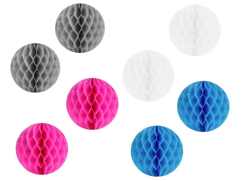 2x Wabenball Papierball Ø 20cm Weiß Blau Pink Grau Deko Hochzeit Raumdeko