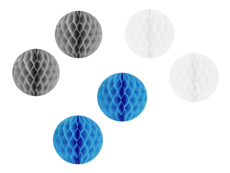 2x Wabenball Papierball Ø 10cm Weiß Grau Blau Deko Hochzeit Raumdeko