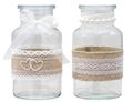 Vasen Hochzeit Vintage Geburtstag Tischdeko Spitze Natur Jute Deko 1
