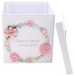 Personalisierte Briefbox - Kartenbox mit Namen, Anlass & Datum im dekorativen Blätterkranz-Design mit rosa Blüten 4