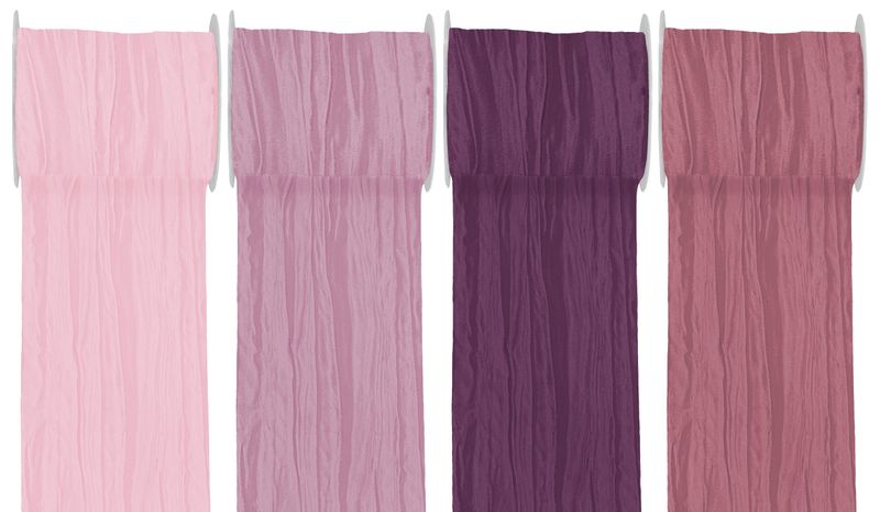 15m Fripe Taft 100mm Tischläufer Rosa Mauve Pflaume Altrosa Tischdeko Hochzeit Taufe Kommunion Konfirmation