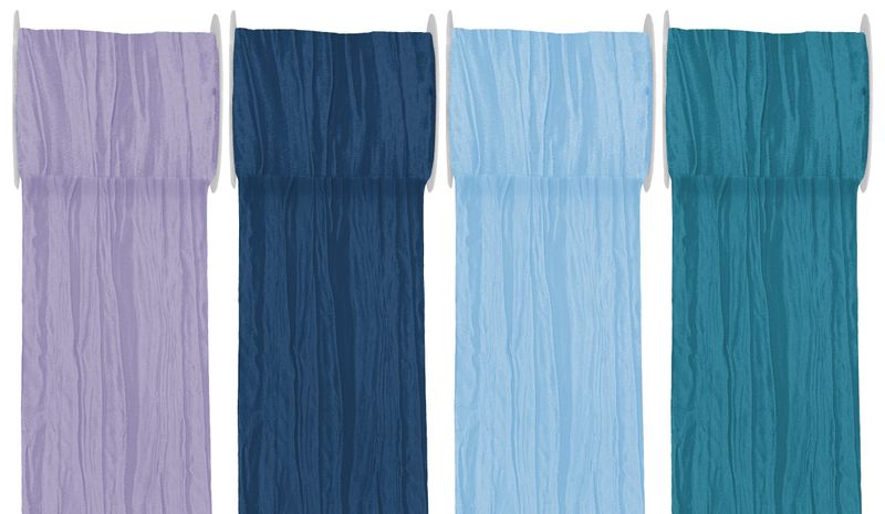 15m Fripe Taft 100mm Tischläufer Hellblau Blau Petrol Flieder Tischdeko Kommunion Konfirmation