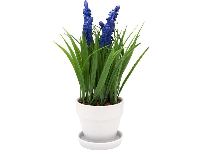 Kunstblume Traubenhyazinthe Muscari Blau Weiß Garten Deko Frühling Ostern
