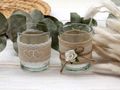 Vintage Hochzeit Deko Set Spitze Teelichthalter Landhaus Leinen 2