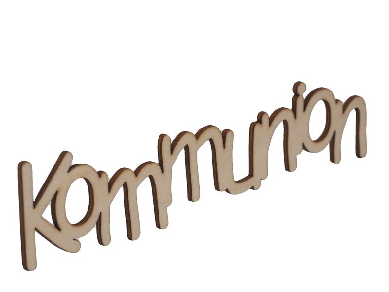 Schriftzug Holz Kommunion Konfirmation Tischdeko Streudeko Natur
